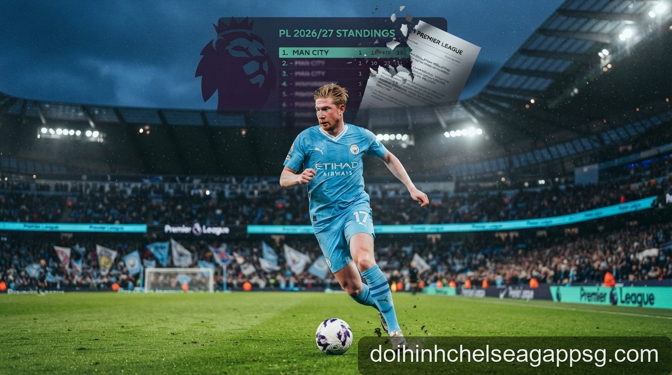 Premier League 2026/27: Man City dẫn đầu bảng xếp hạng, áp lực từ án phạt tài chính